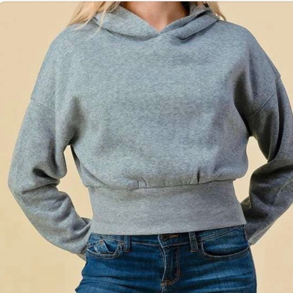 Grey Cropped Hoodie